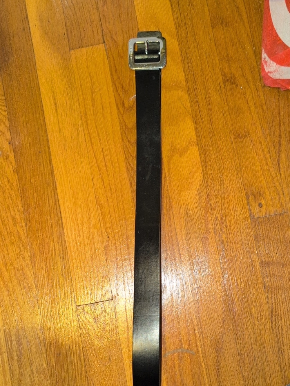 Black Women's Leather Belt with Silver Buckle